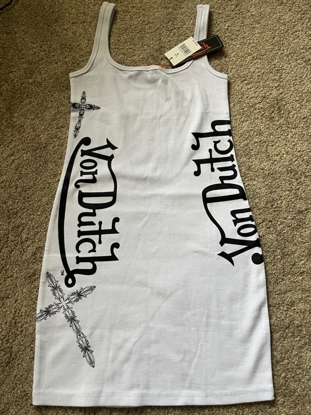 Von Dutch White Logo Tank Bodycon Dress